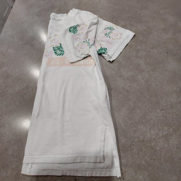 CC COLLECT Women's 100% Cotton White Short Sleeves w/Floral Print Tee - Medium - Picture 9 of 13